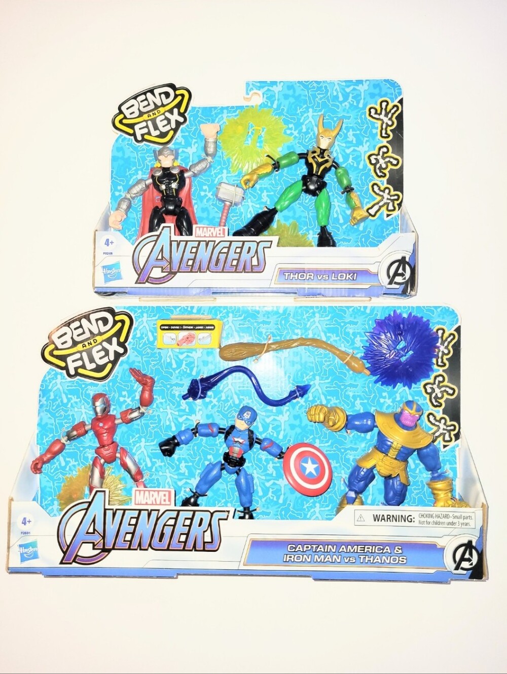NIB Marvel Avengers Bend & Flex Action Figure 5 Pc Set Thanos Thor Loki Iron Man